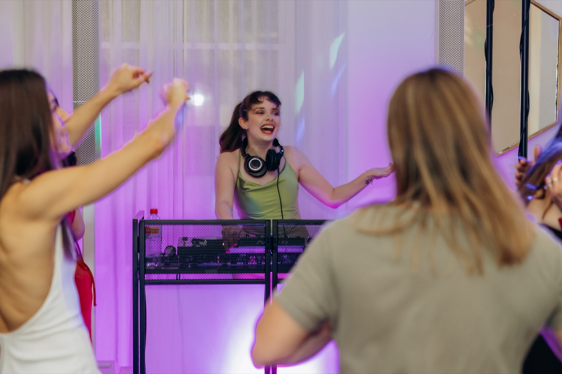 DJ set with purple lights