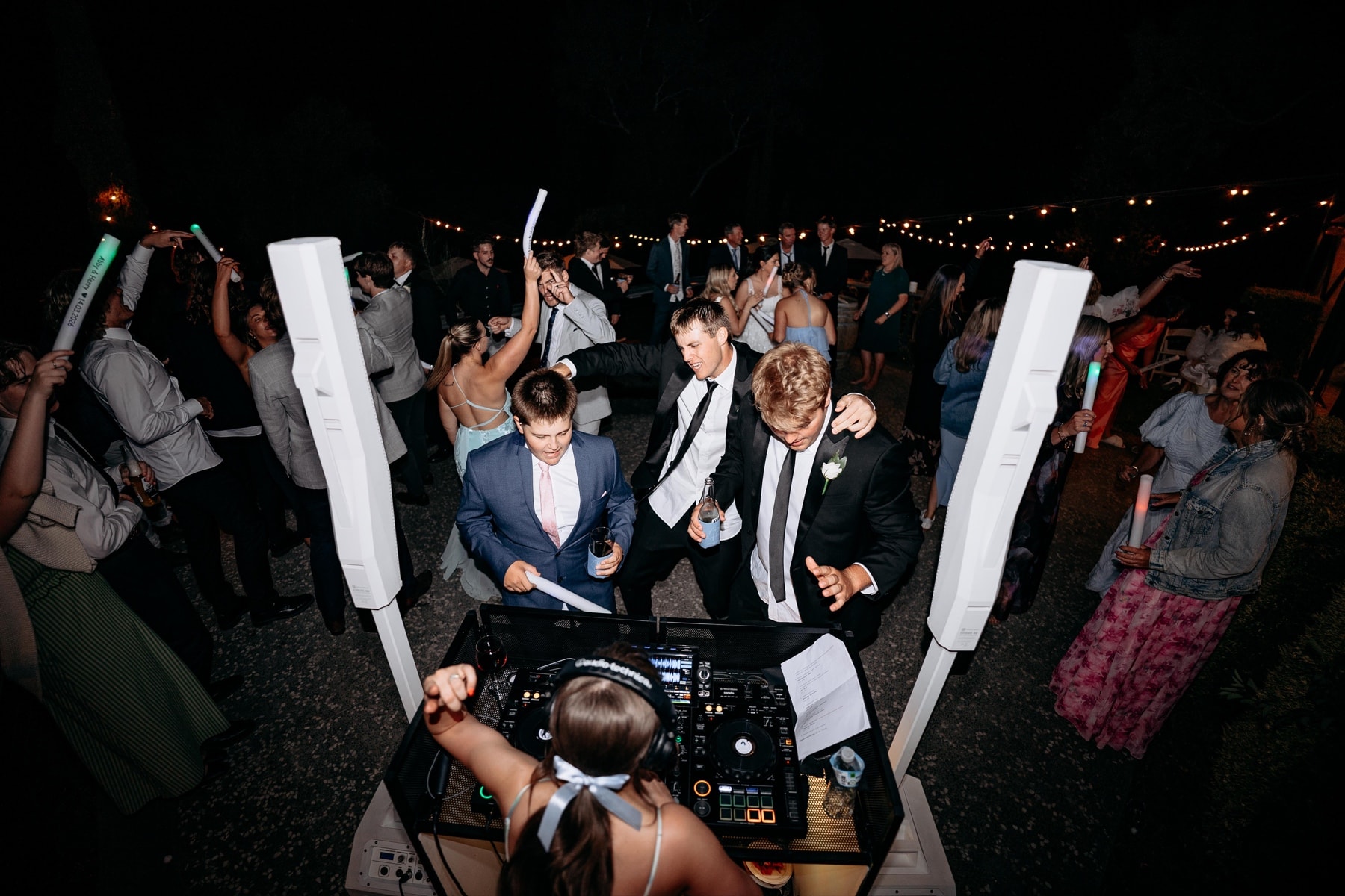 Outdoor wedding with glow sticks